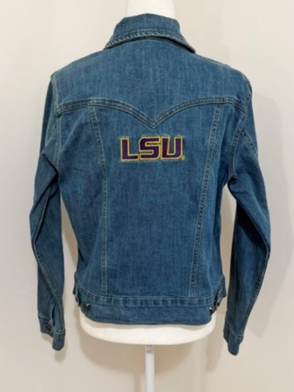 Wrangler Retro Denim Jean Jacket Louisiana State University LSU Tigers Size L - Picture 3 of 5